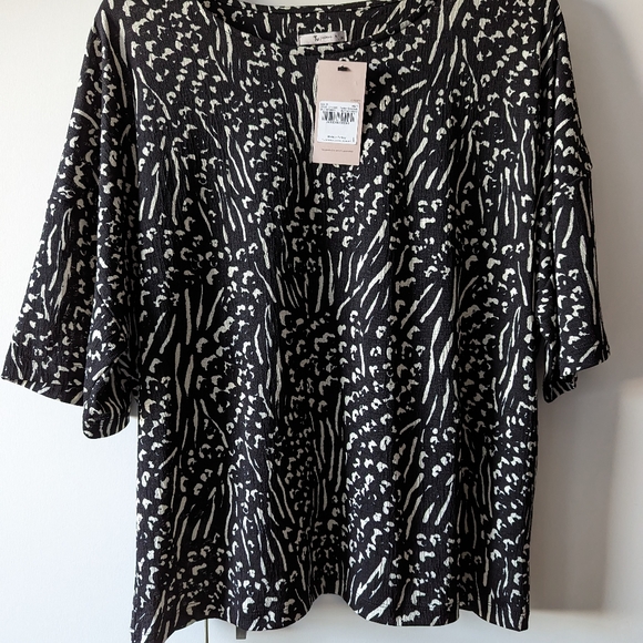 New Black Patterned Blouse Size 20 - Picture 5 of 10